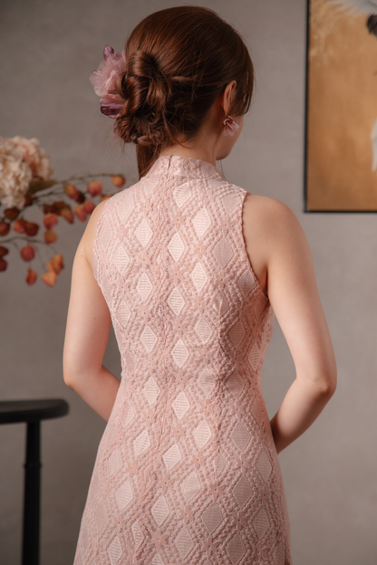 Rosamund Lace Dress in Blush Pink