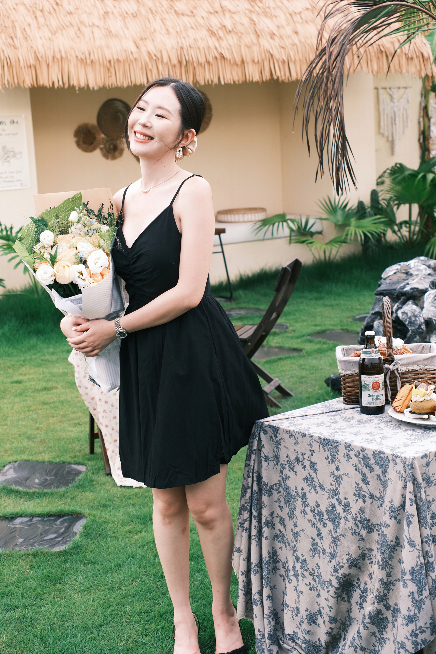 Léa Ruched Cami Dress in Black
