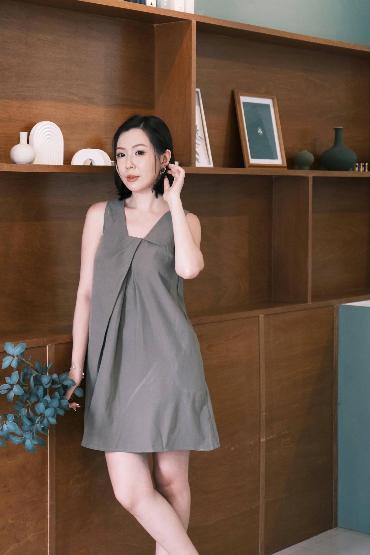 Elara Pleated Swing Mini Dress