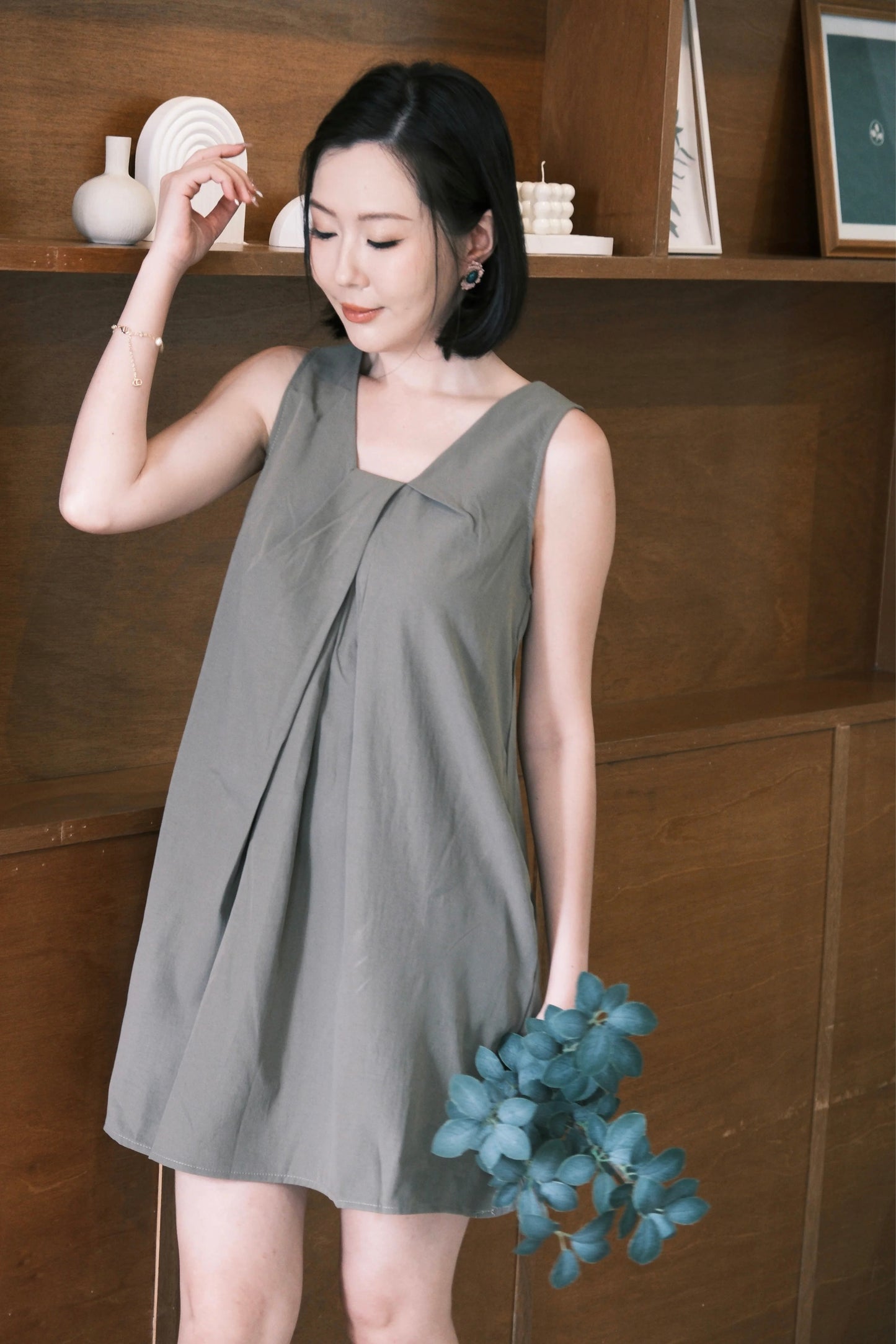 Elara Pleated Swing Mini Dress