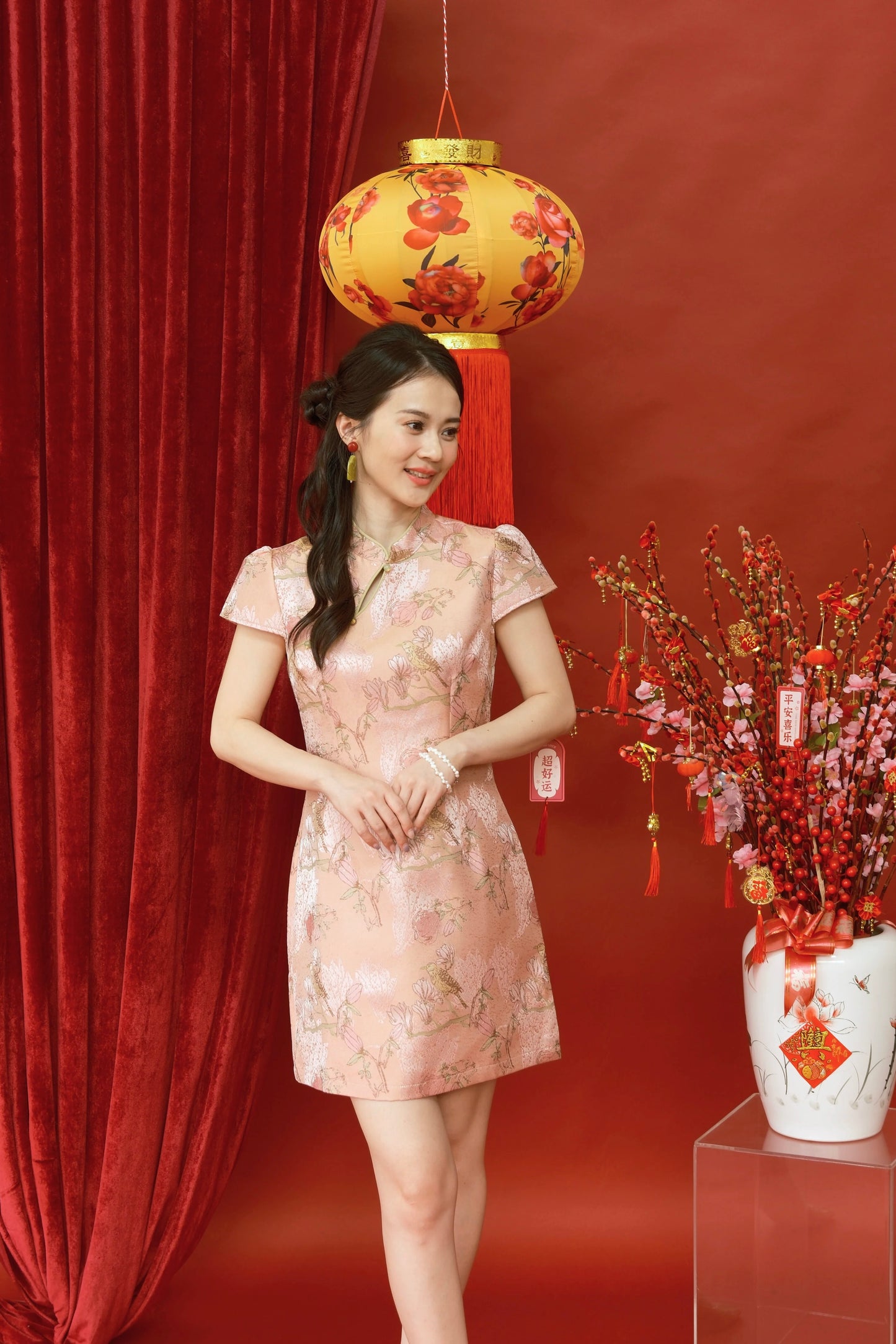 Blossom Elegance Floral Qipao Dress