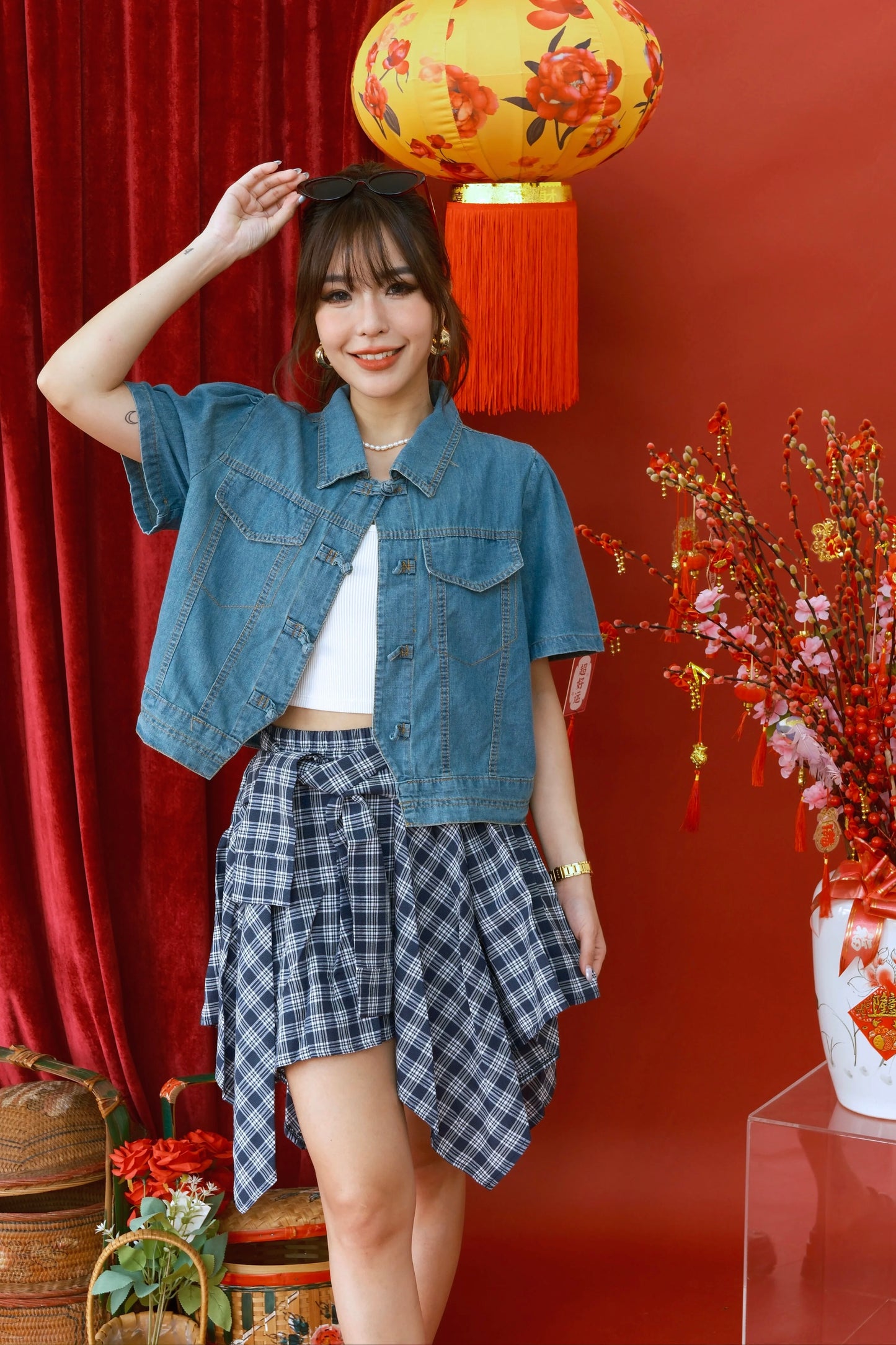 Elara Denim Petal Jacket in Blue