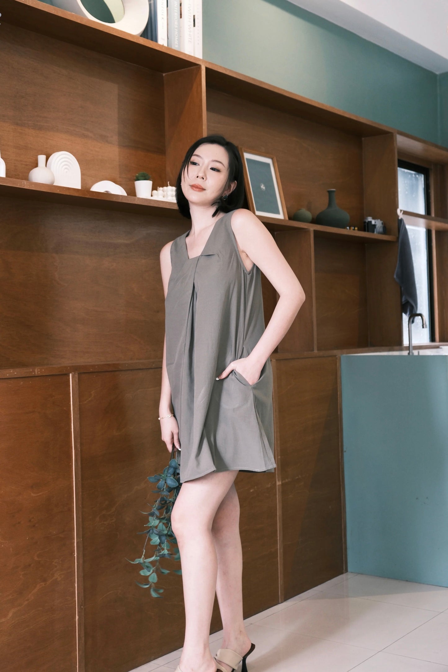 Elara Pleated Swing Mini Dress