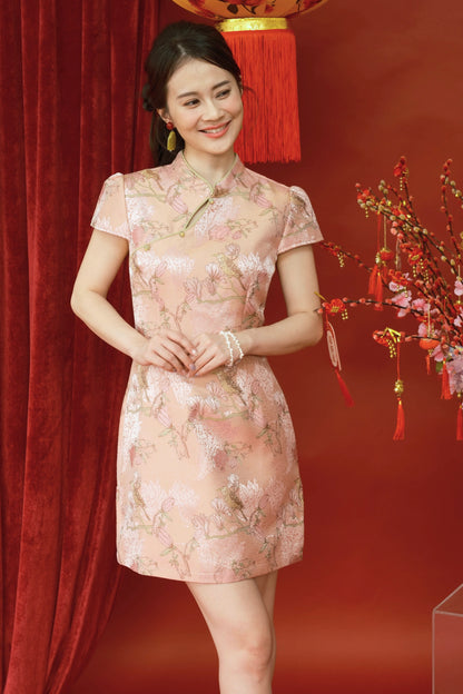 Blossom Elegance Floral Qipao Dress