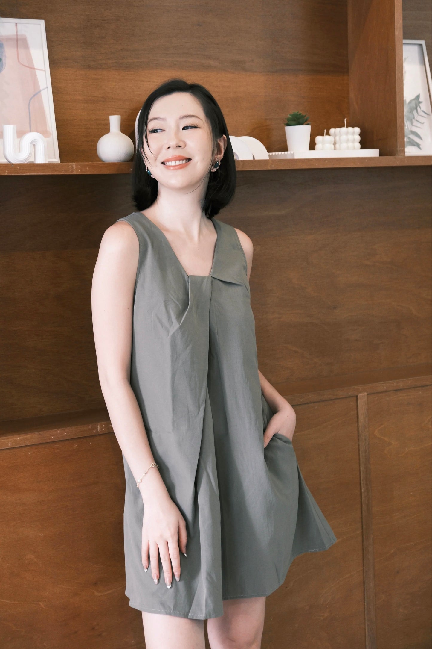 Elara Pleated Swing Mini Dress