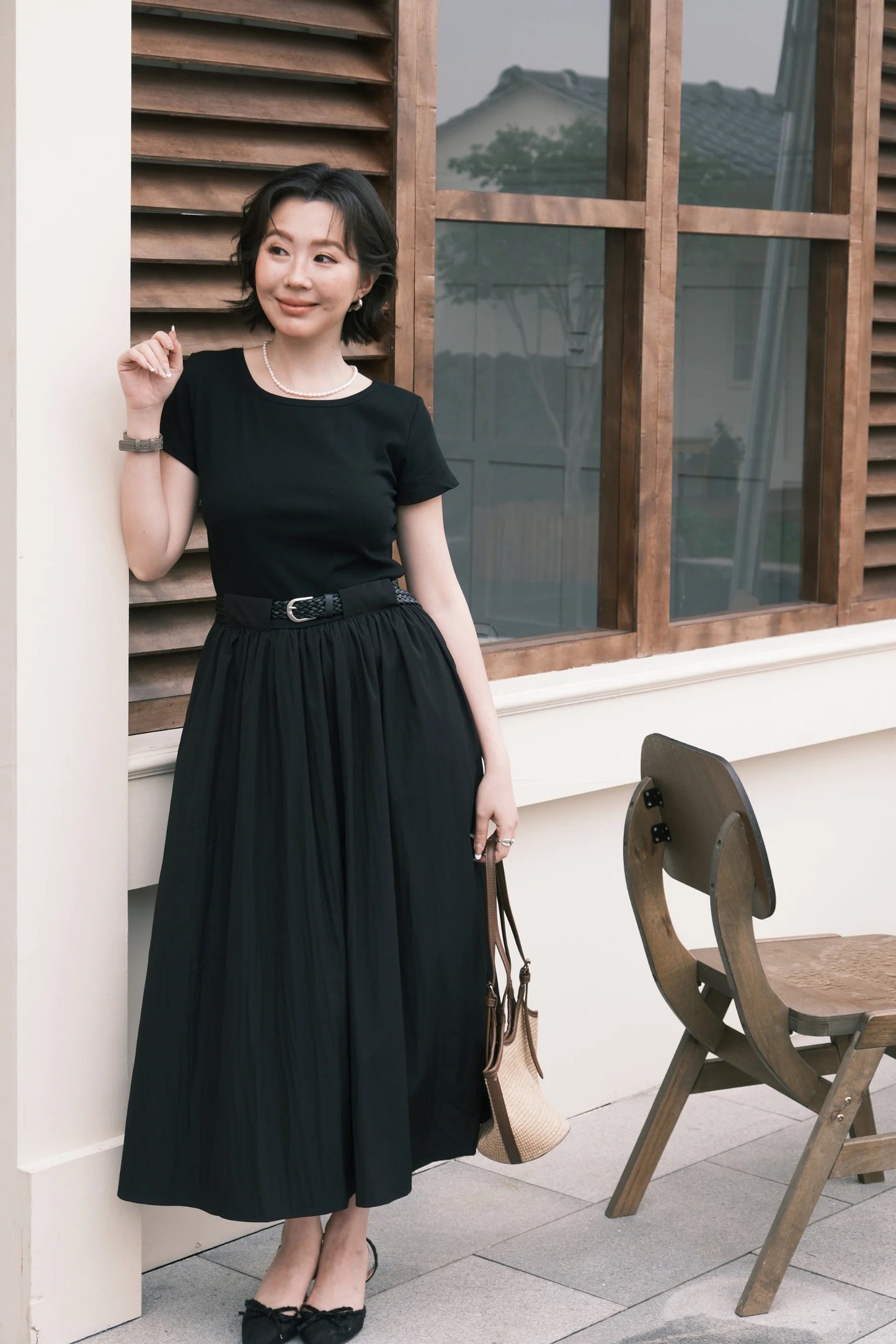 Margot Belted Dress in Black