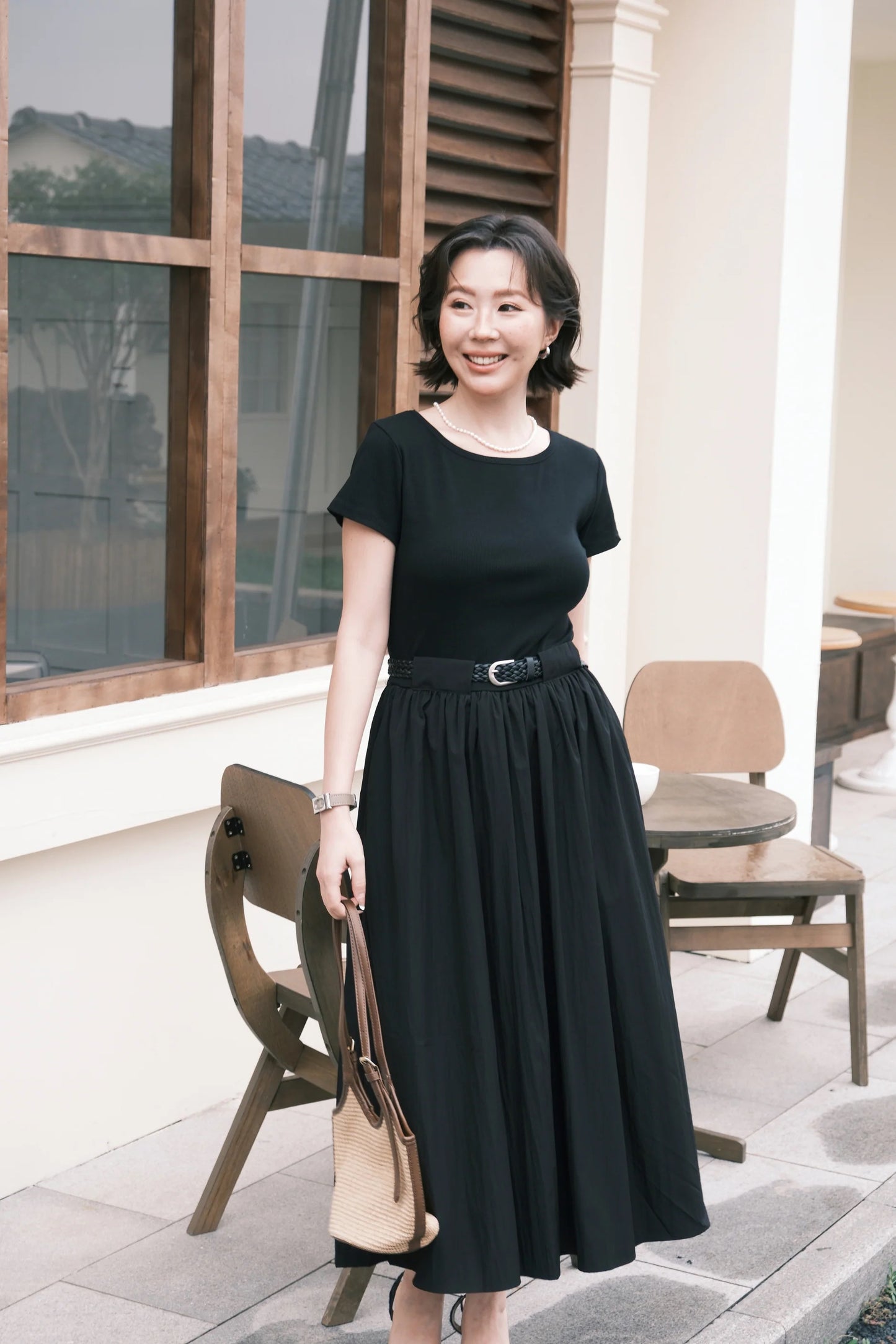 Margot Belted Dress in Black
