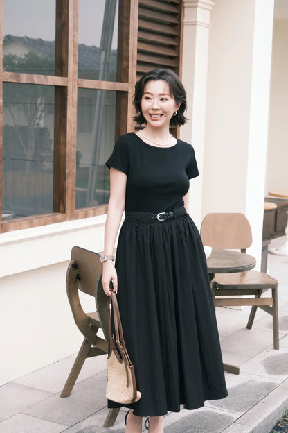 Margot Belted Dress in Black