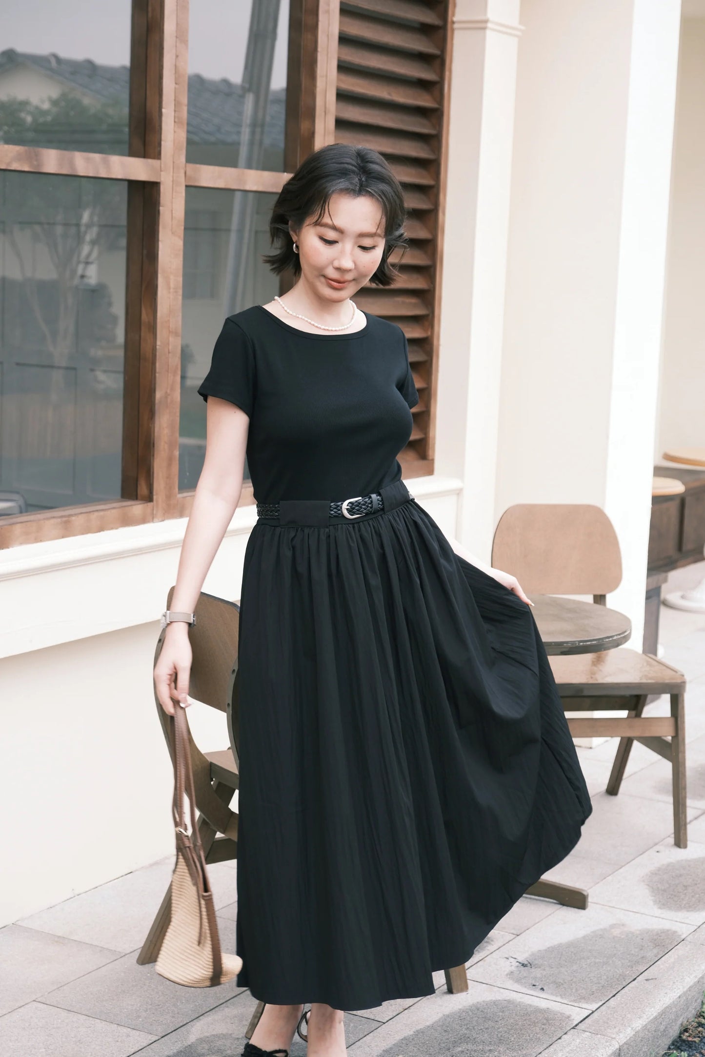 Margot Belted Dress in Black