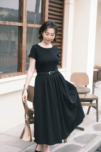 Margot Belted Dress in Black