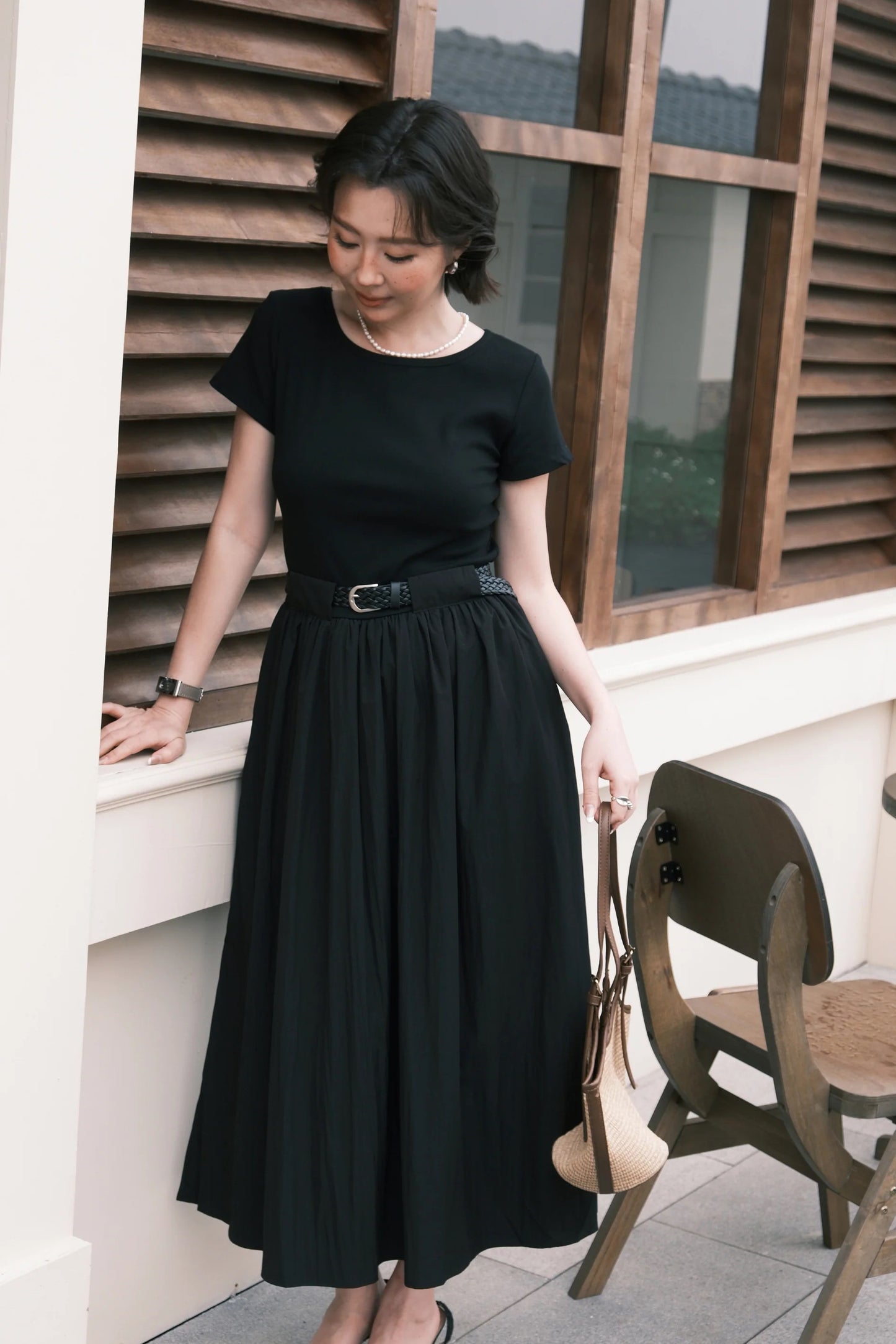 Margot Belted Dress in Black