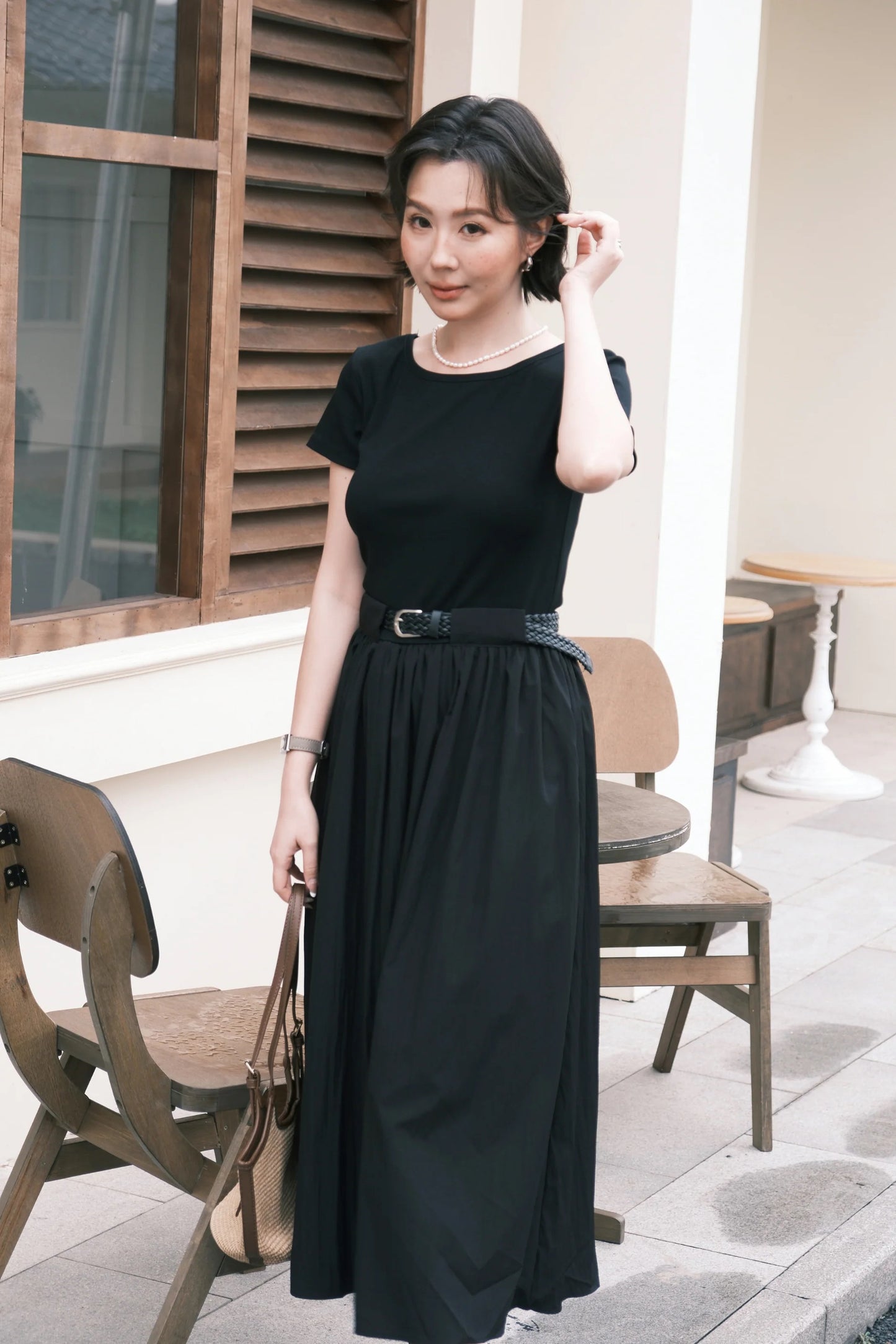 Margot Belted Dress in Black