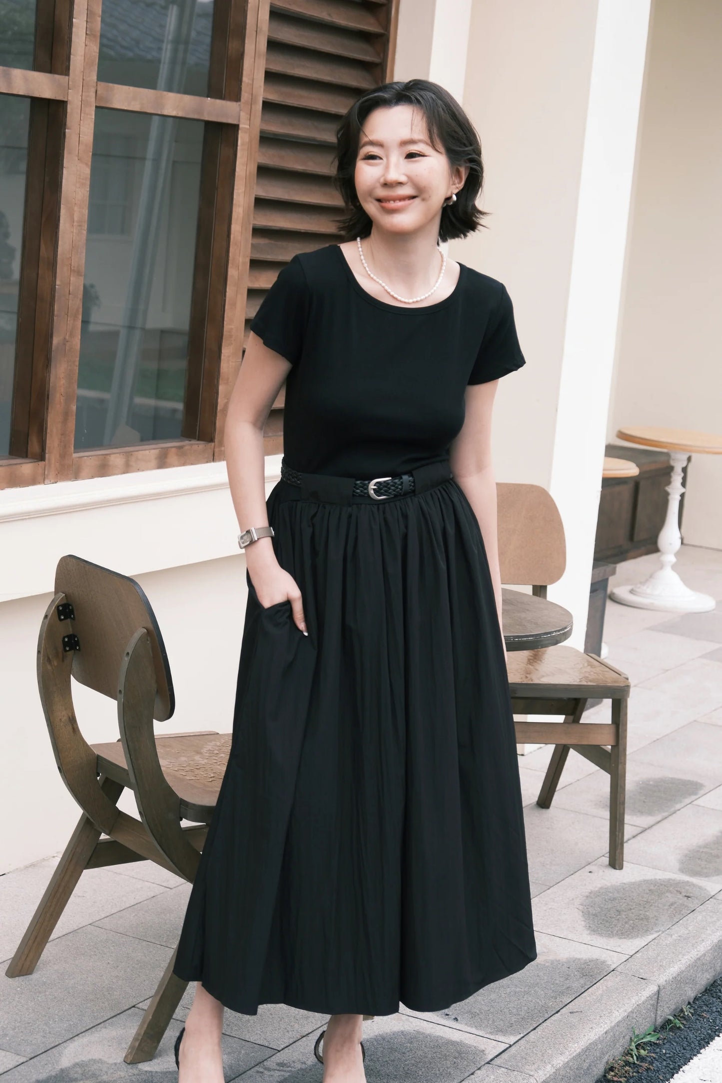 Margot Belted Dress in Black