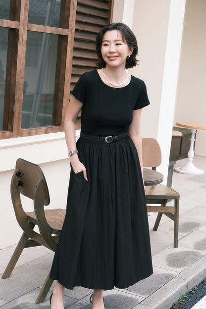 Margot Belted Dress in Black
