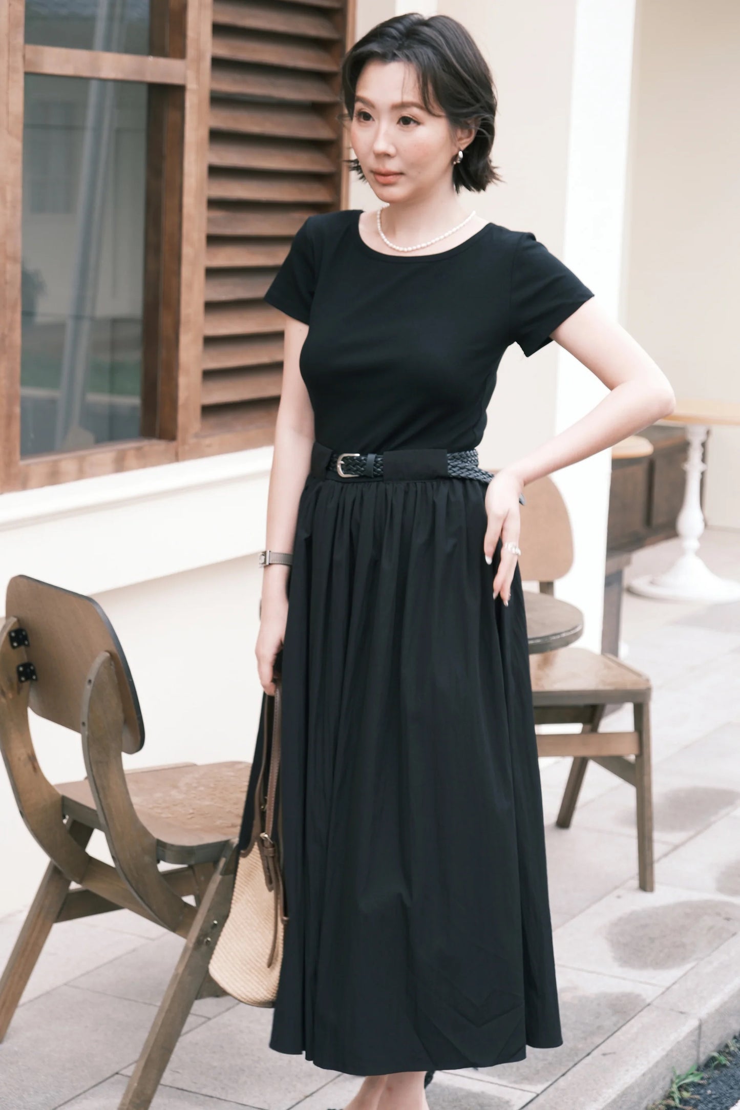 Margot Belted Dress in Black