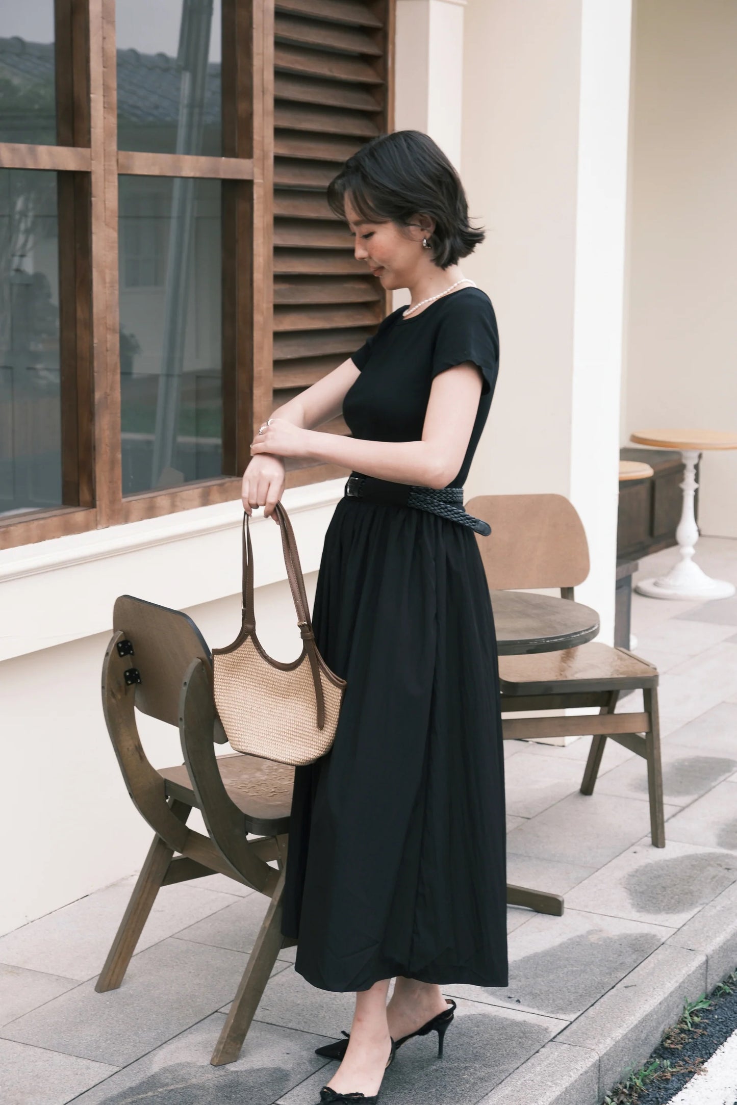 Margot Belted Dress in Black