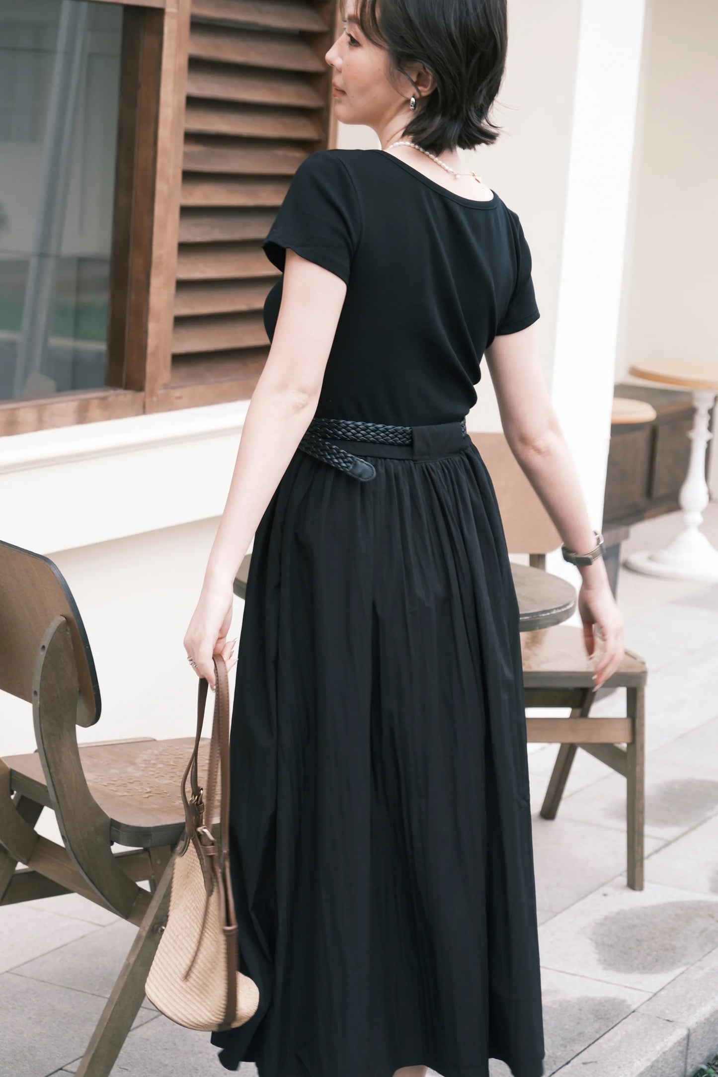 Margot Belted Dress in Black