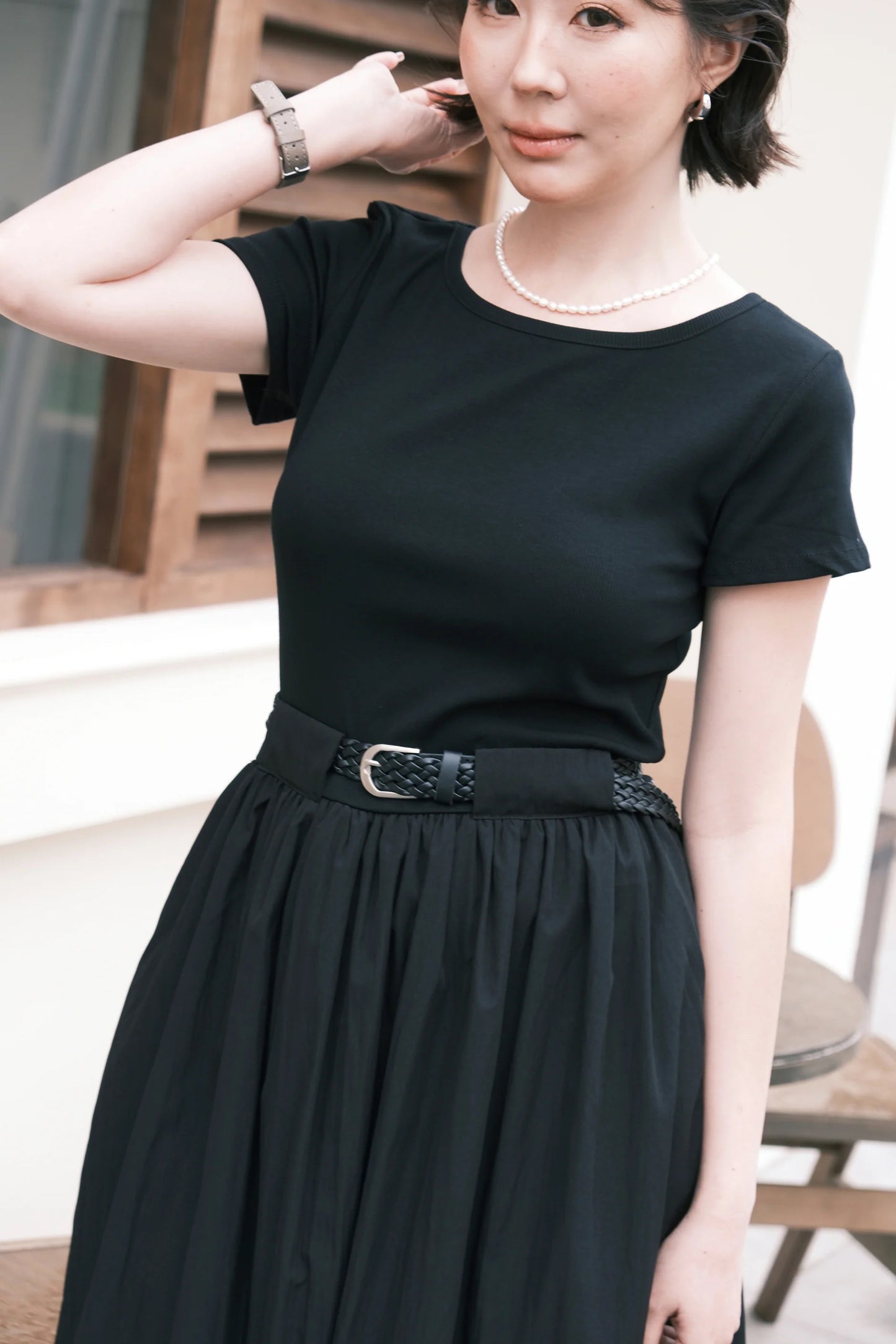 Margot Belted Dress in Black
