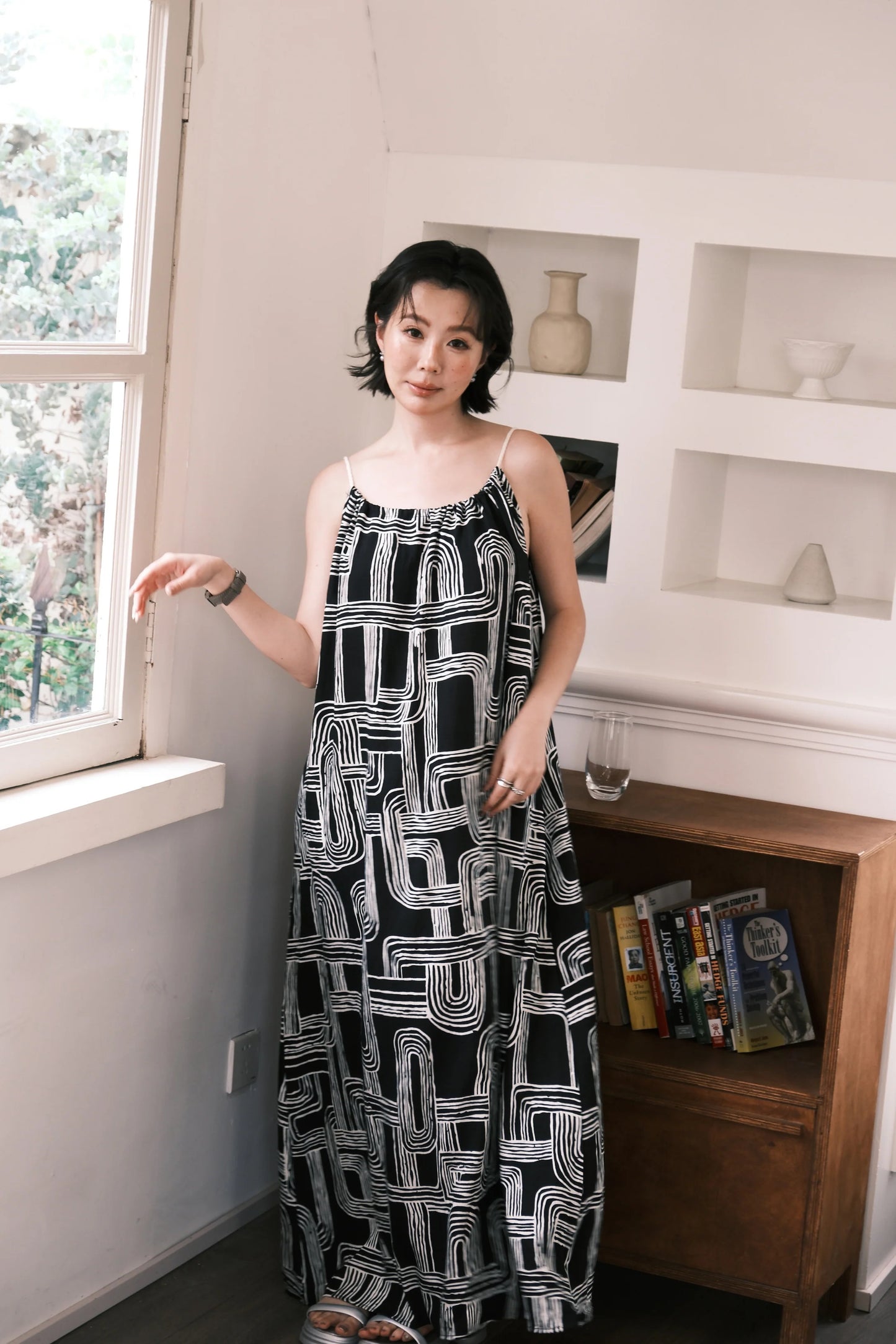 Monet Abstract Maxi Dress in Black