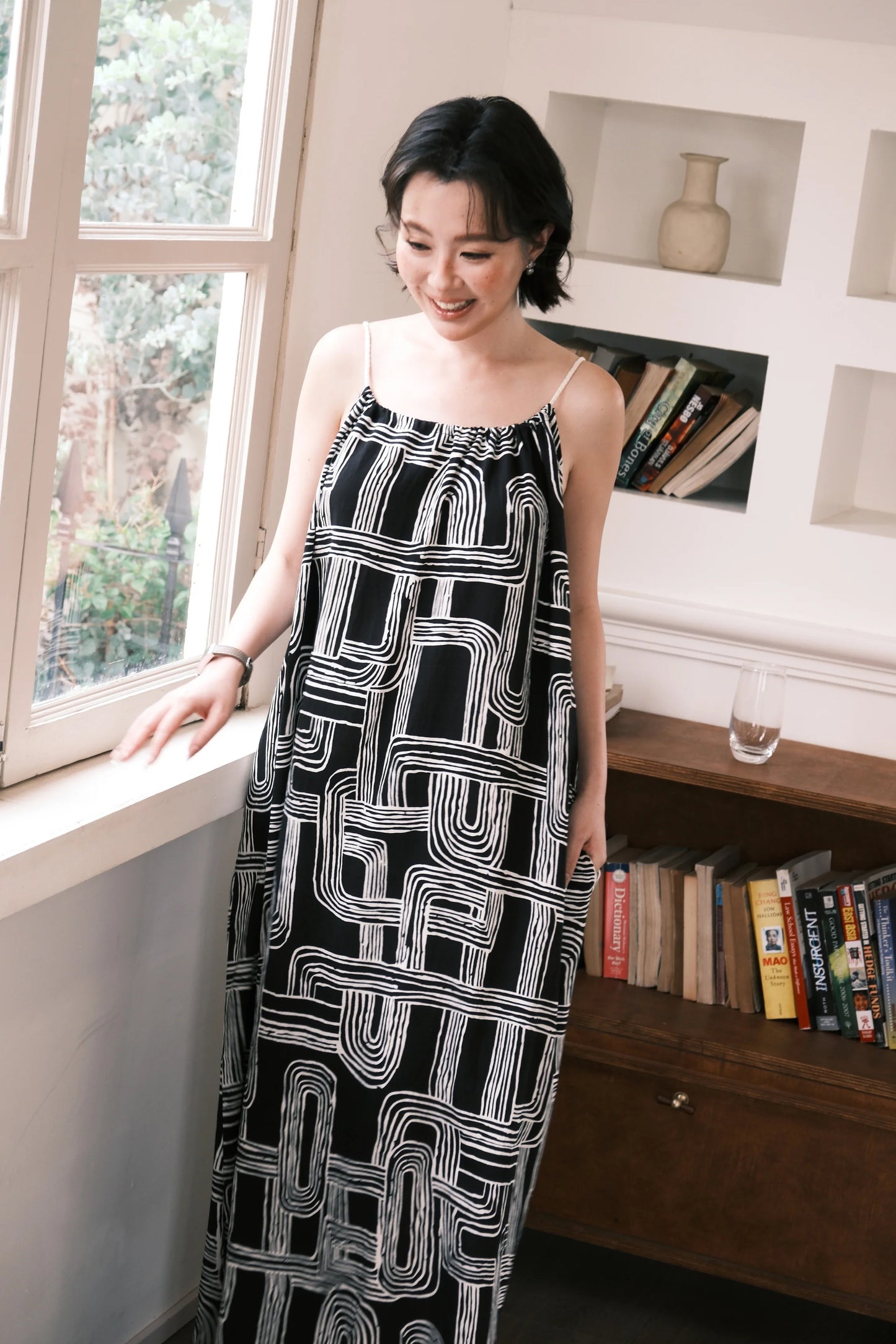 Monet Abstract Maxi Dress in Black