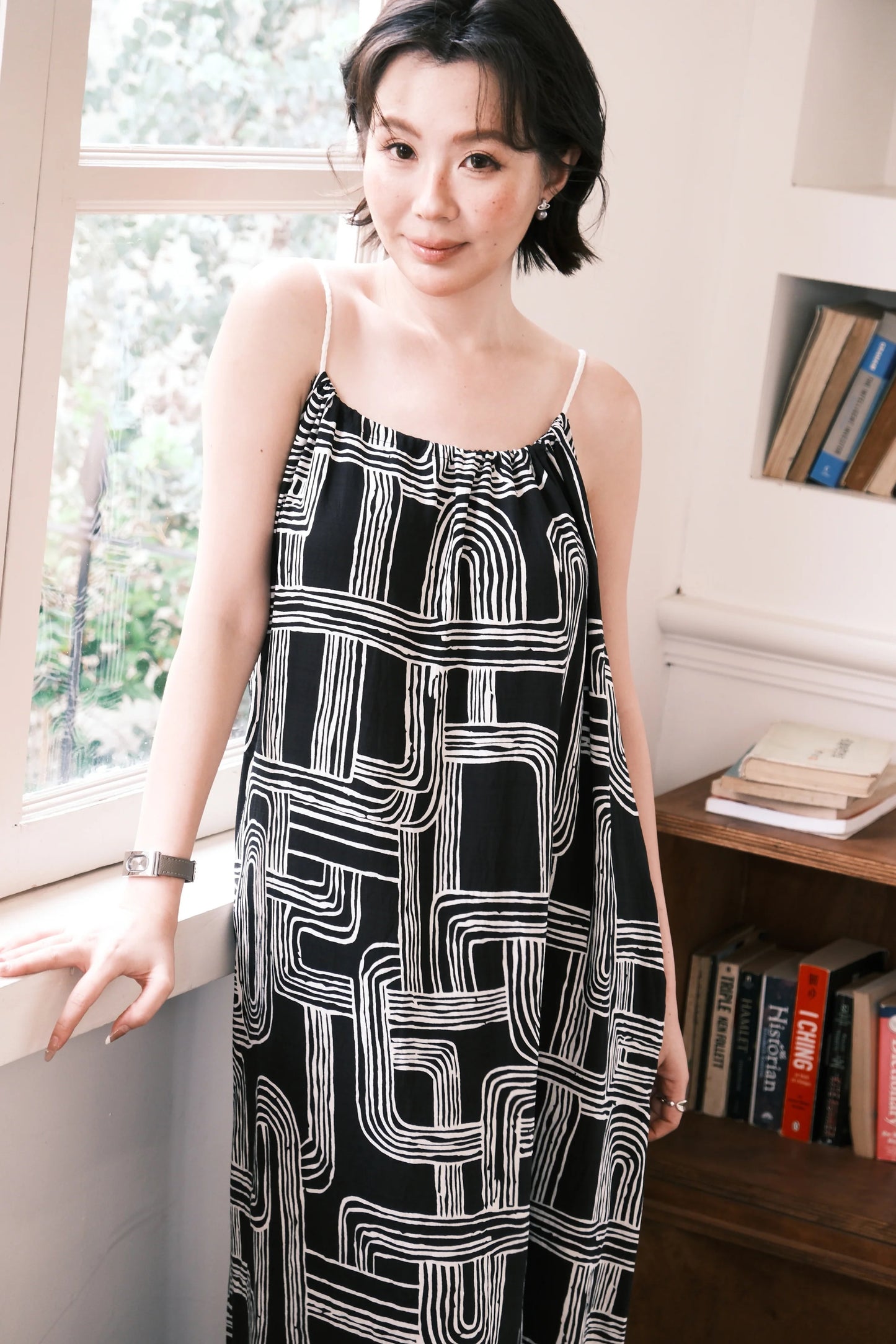 Monet Abstract Maxi Dress in Black