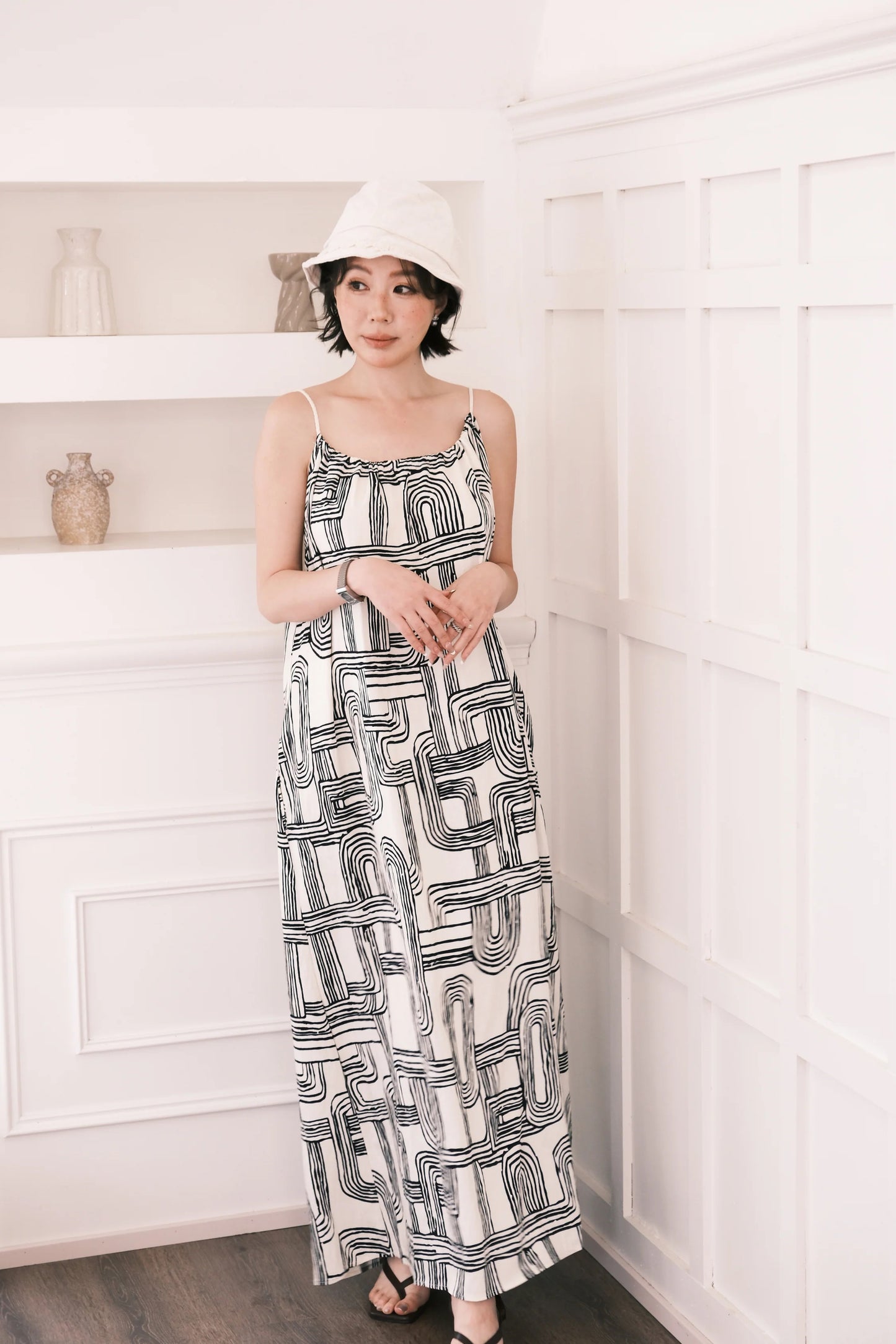 Monet Abstract Maxi Dress in Ivory