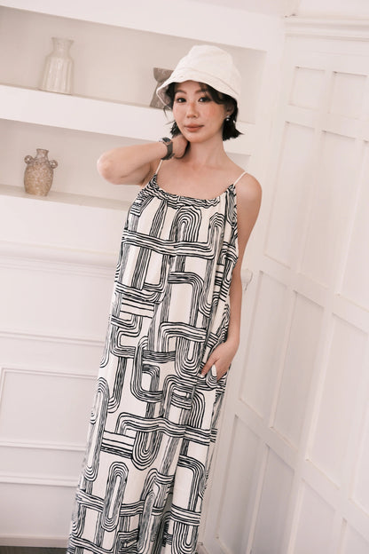 Monet Abstract Maxi Dress in Ivory
