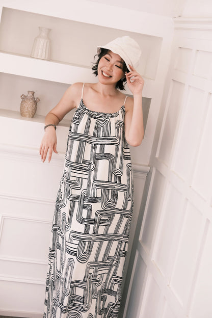 Monet Abstract Maxi Dress in Ivory