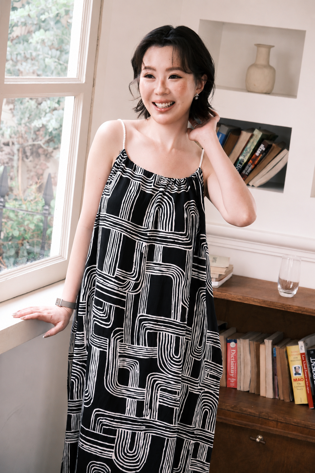 Monet Abstract Maxi Dress in Black