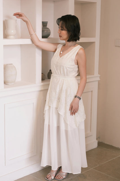 Isolde Layered Dress in Cream