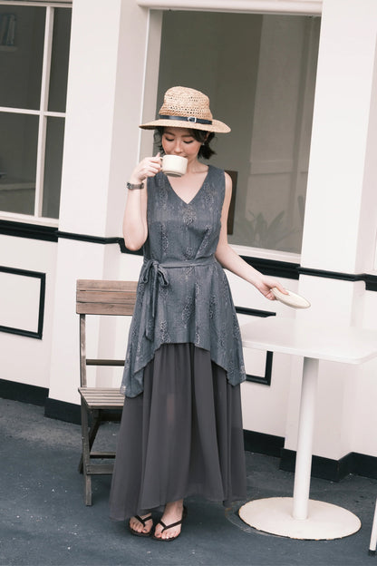 Isolde Layered Dress in Grey