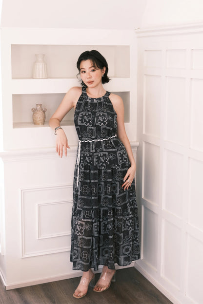 Santorini Embroidered Maxi Dress in Black