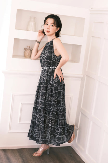 Santorini Embroidered Maxi Dress in Black