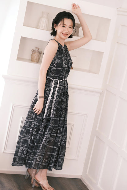 Santorini Embroidered Maxi Dress in Black