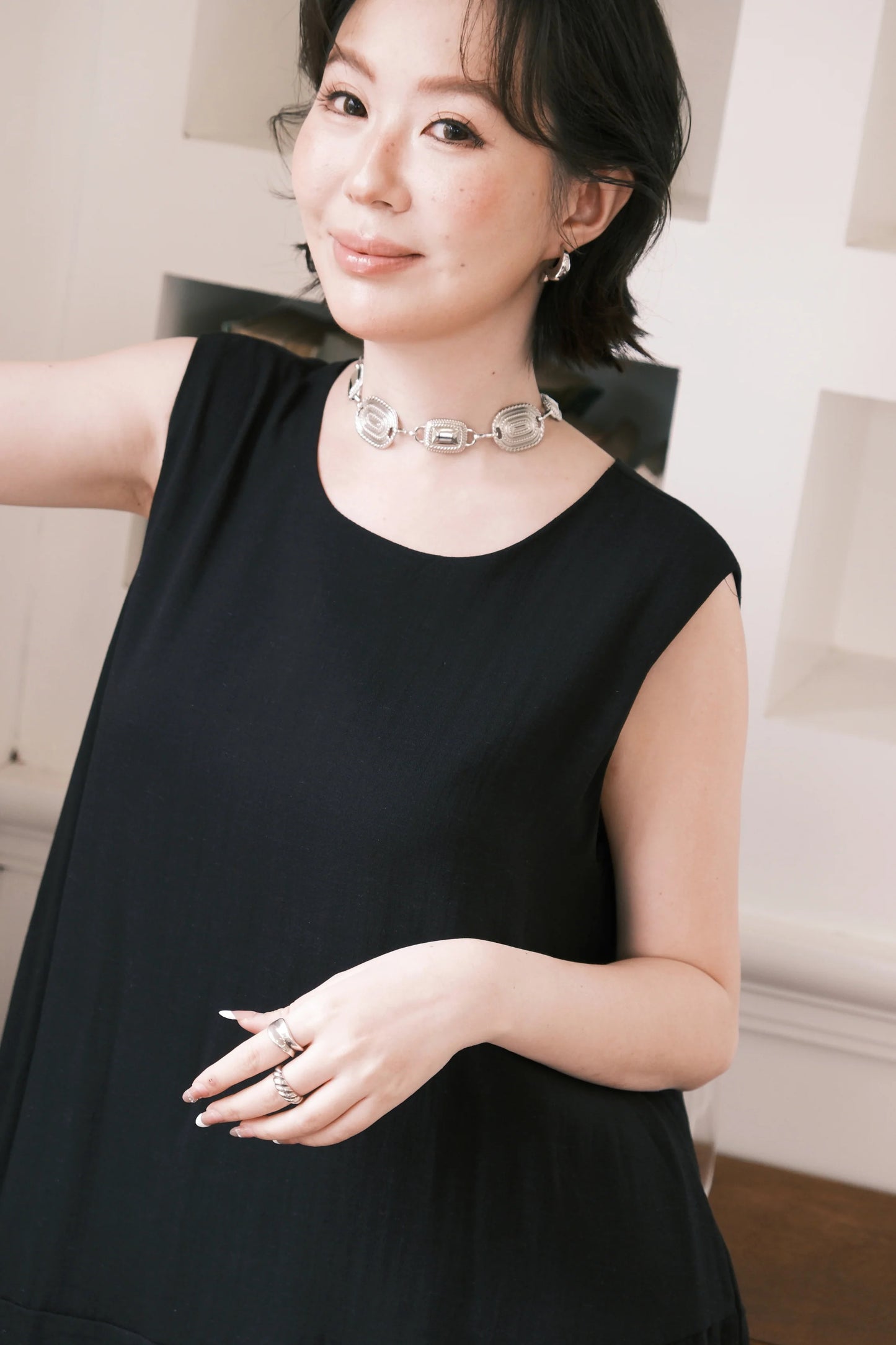 Rosalie Embroidered Layered Maxi Dress in Black