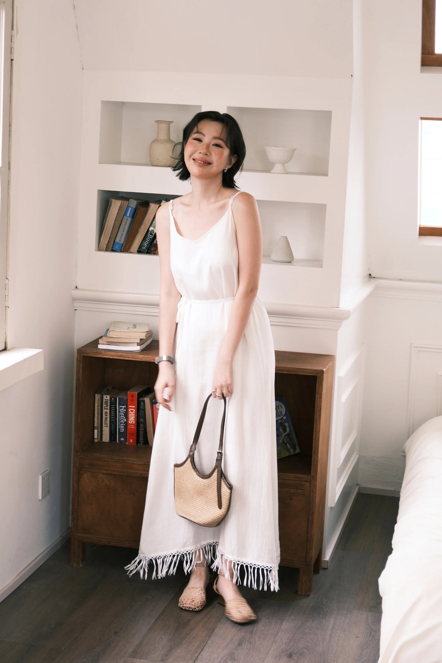 Soleia Fringe Maxi Dress in White