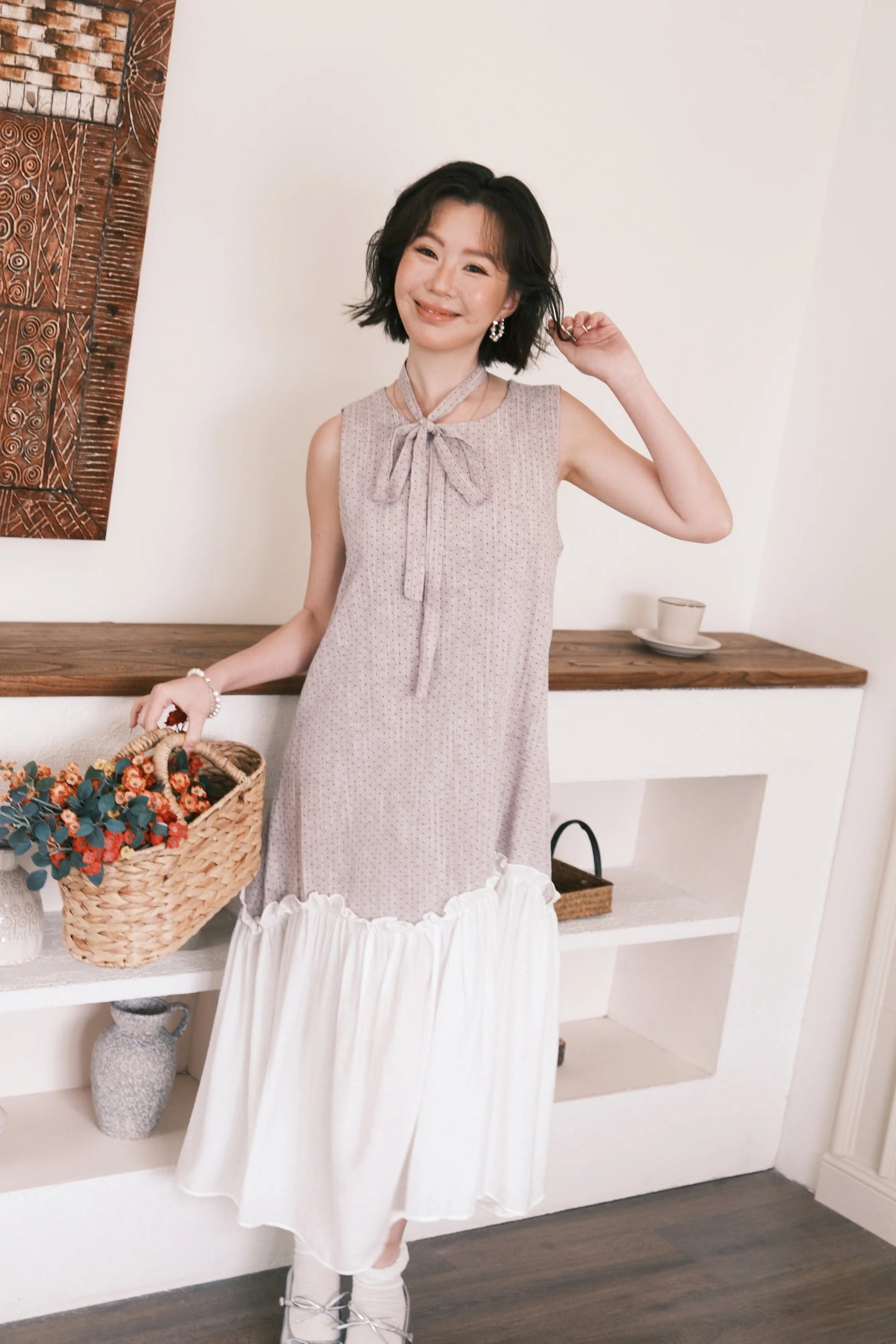 Aurelia Dot Maxi Dress in Lavender Mist