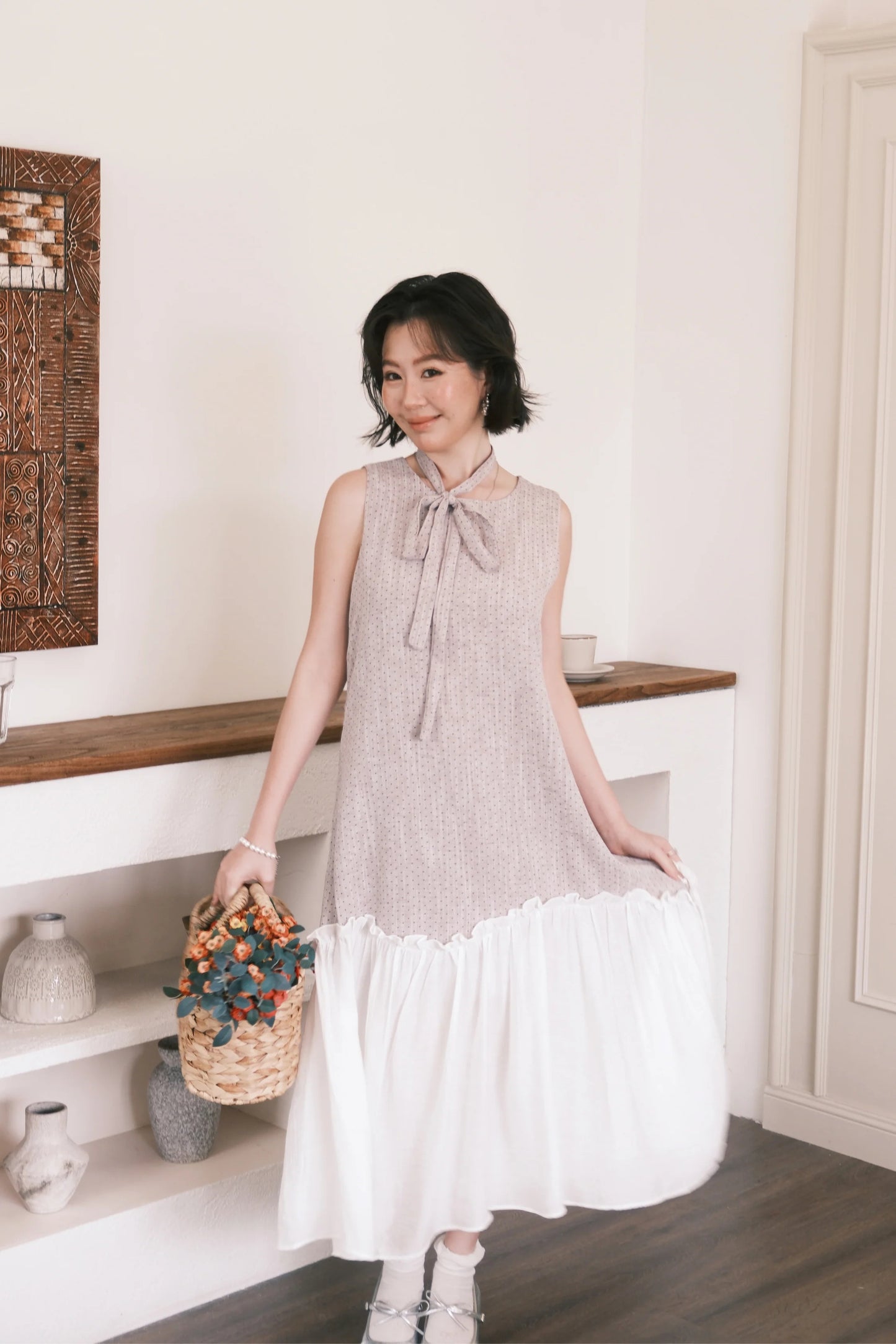 Aurelia Dot Maxi Dress in Lavender Mist