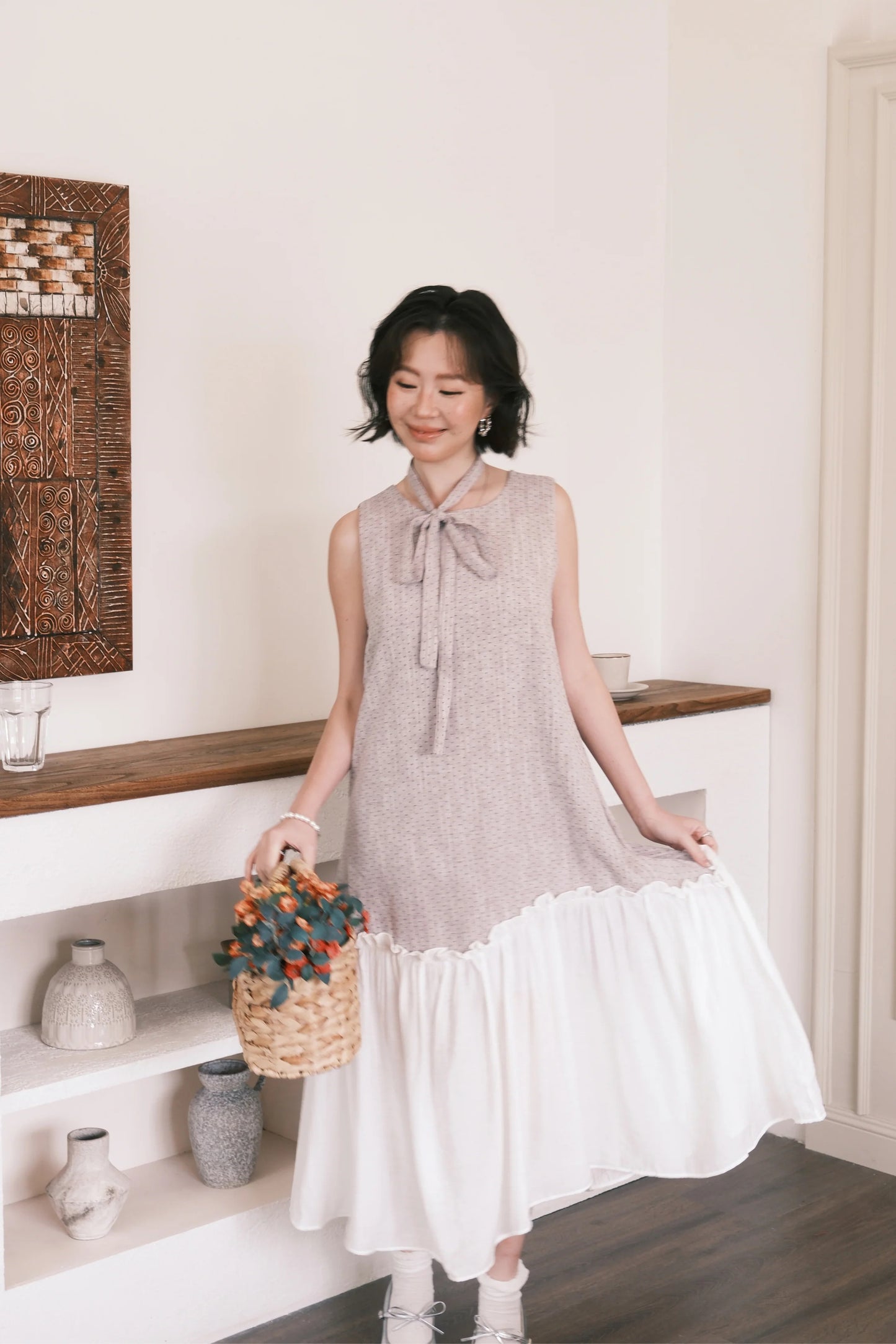 Aurelia Dot Maxi Dress in Lavender Mist