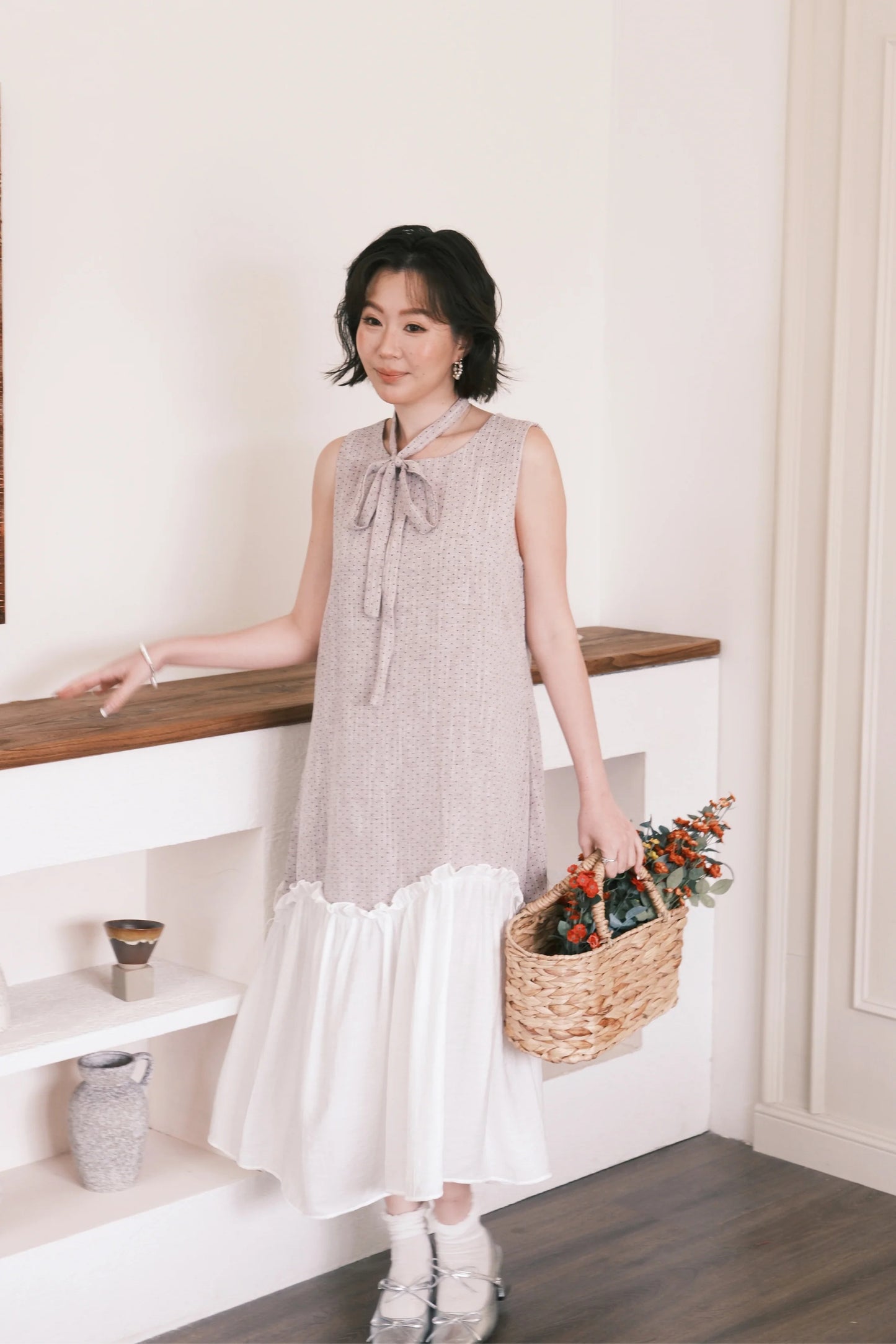 Aurelia Dot Maxi Dress in Lavender Mist