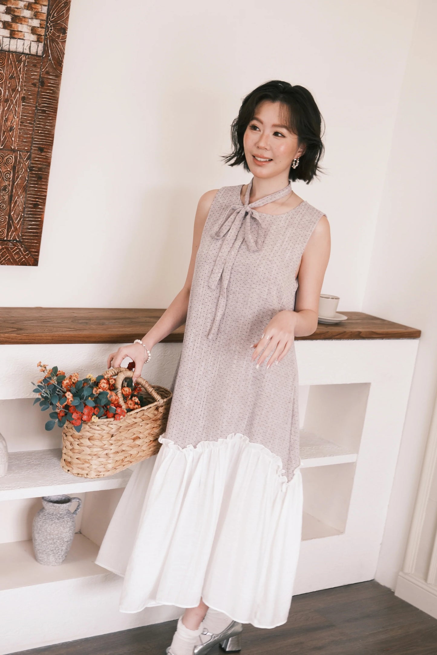 Aurelia Dot Maxi Dress in Lavender Mist