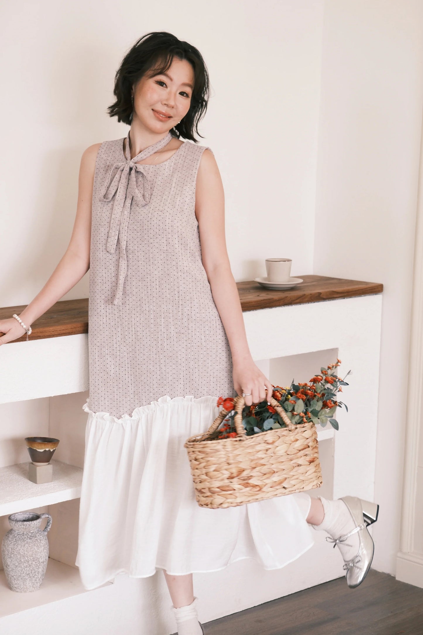 Aurelia Dot Maxi Dress in Lavender Mist