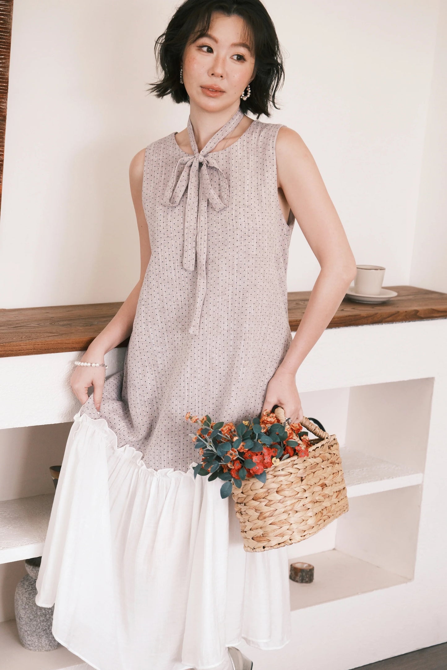 Aurelia Dot Maxi Dress in Lavender Mist