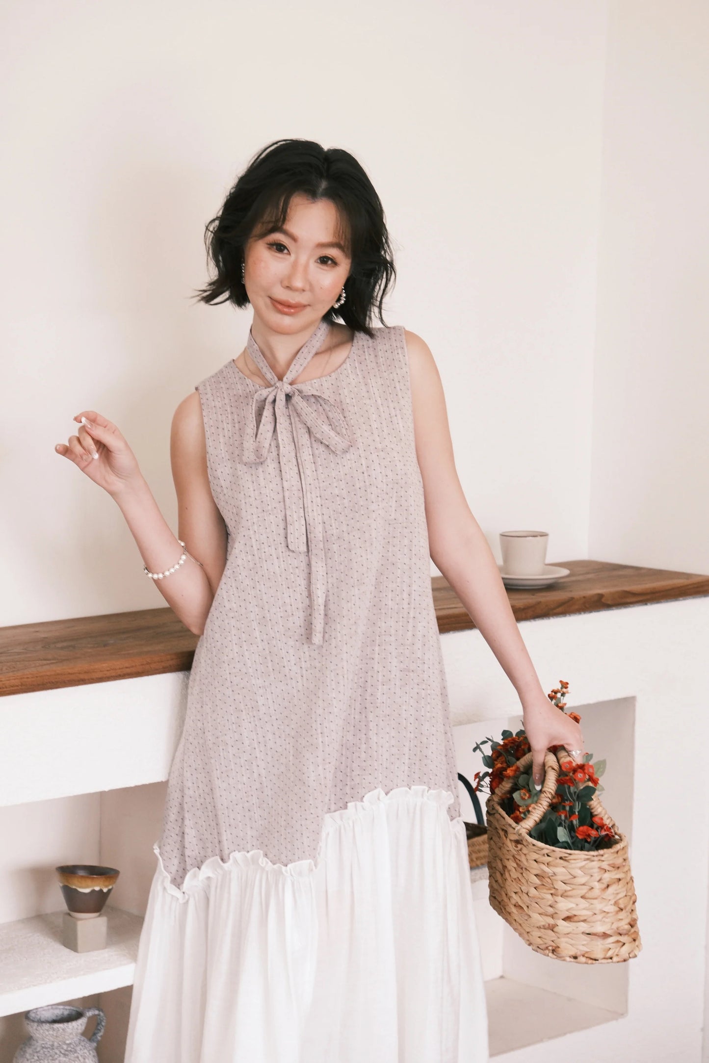 Aurelia Dot Maxi Dress in Lavender Mist
