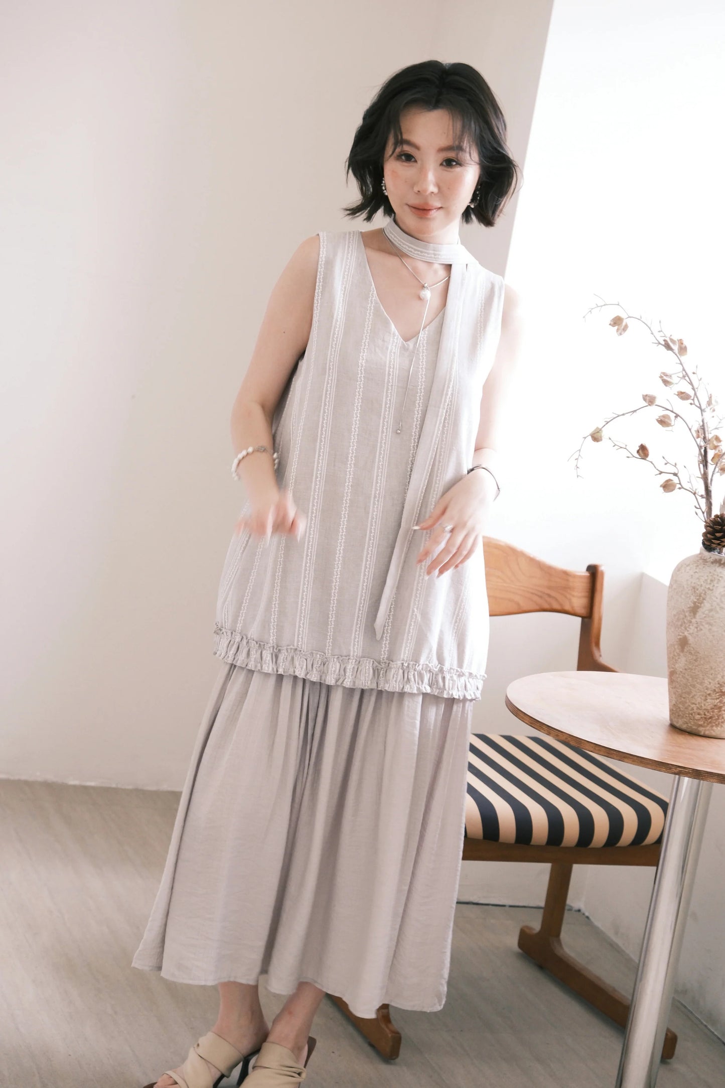 Émilie Layered Dress in Grey