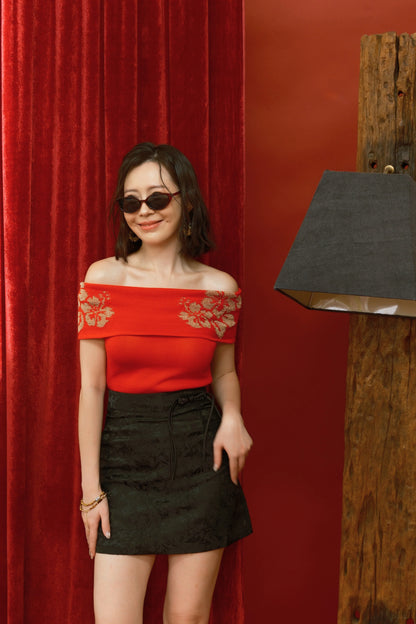 Hibiscus Ember Knit Bandeau Top (In-Stock)