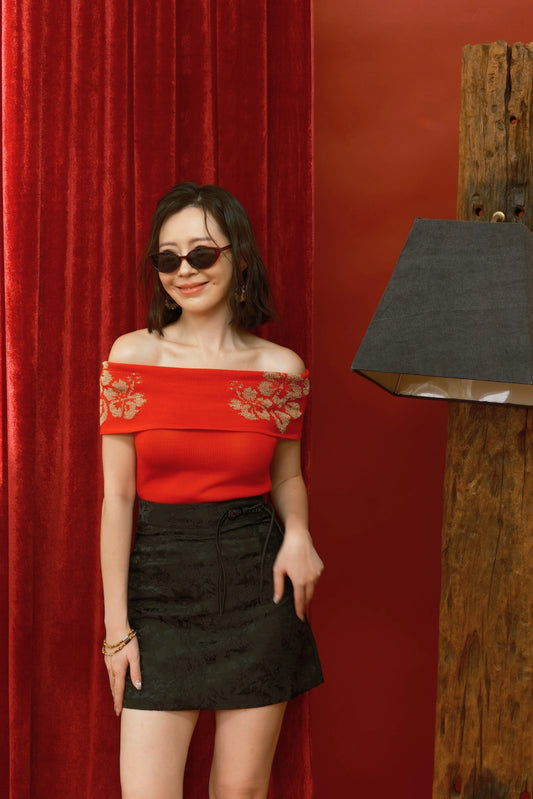 Hibiscus Ember Knit Bandeau Top (In-Stock)