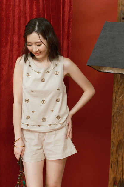 Aurelia Star-Embellished Linen Co-Ord Set