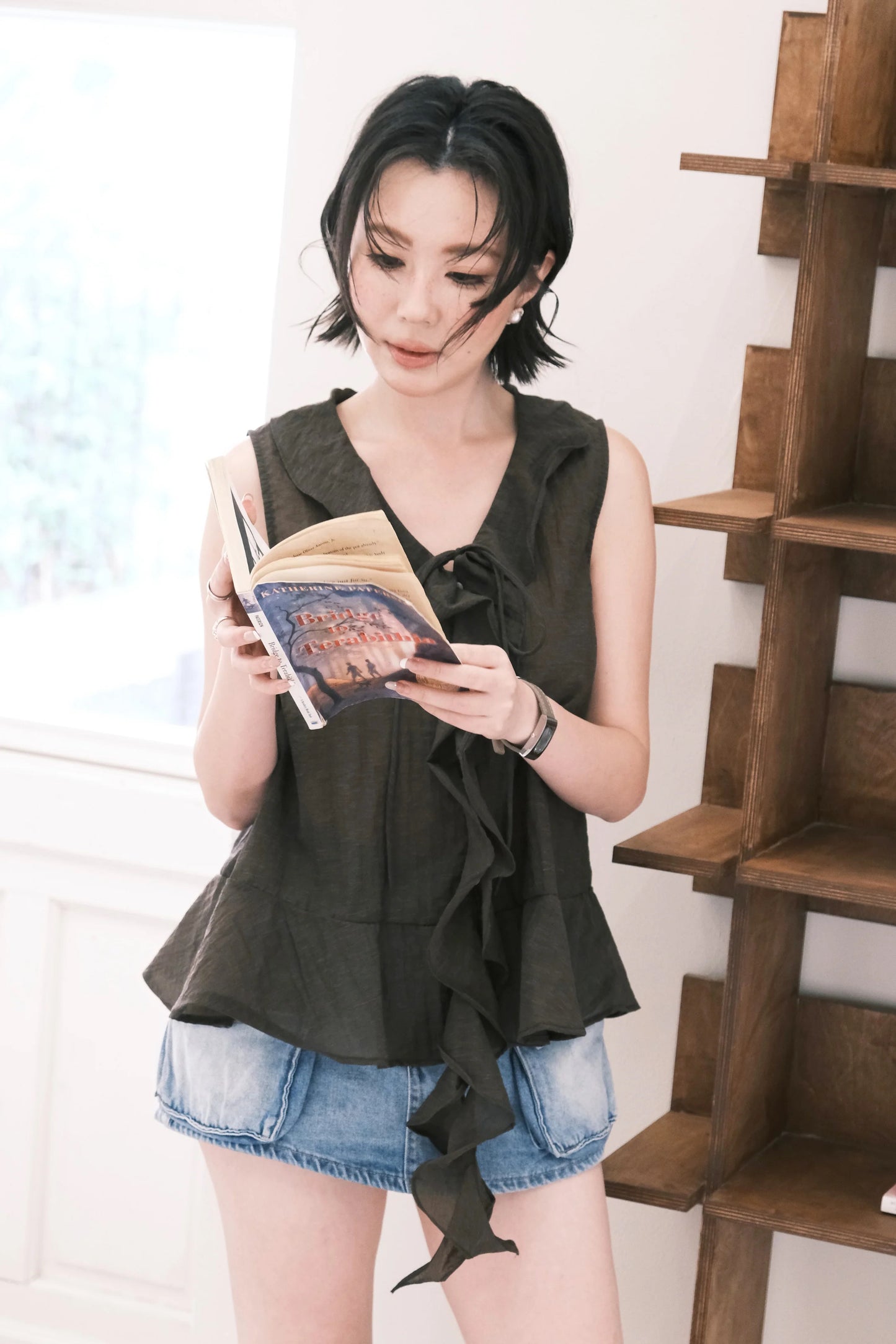 Arabella Ruffle Top in Coffee