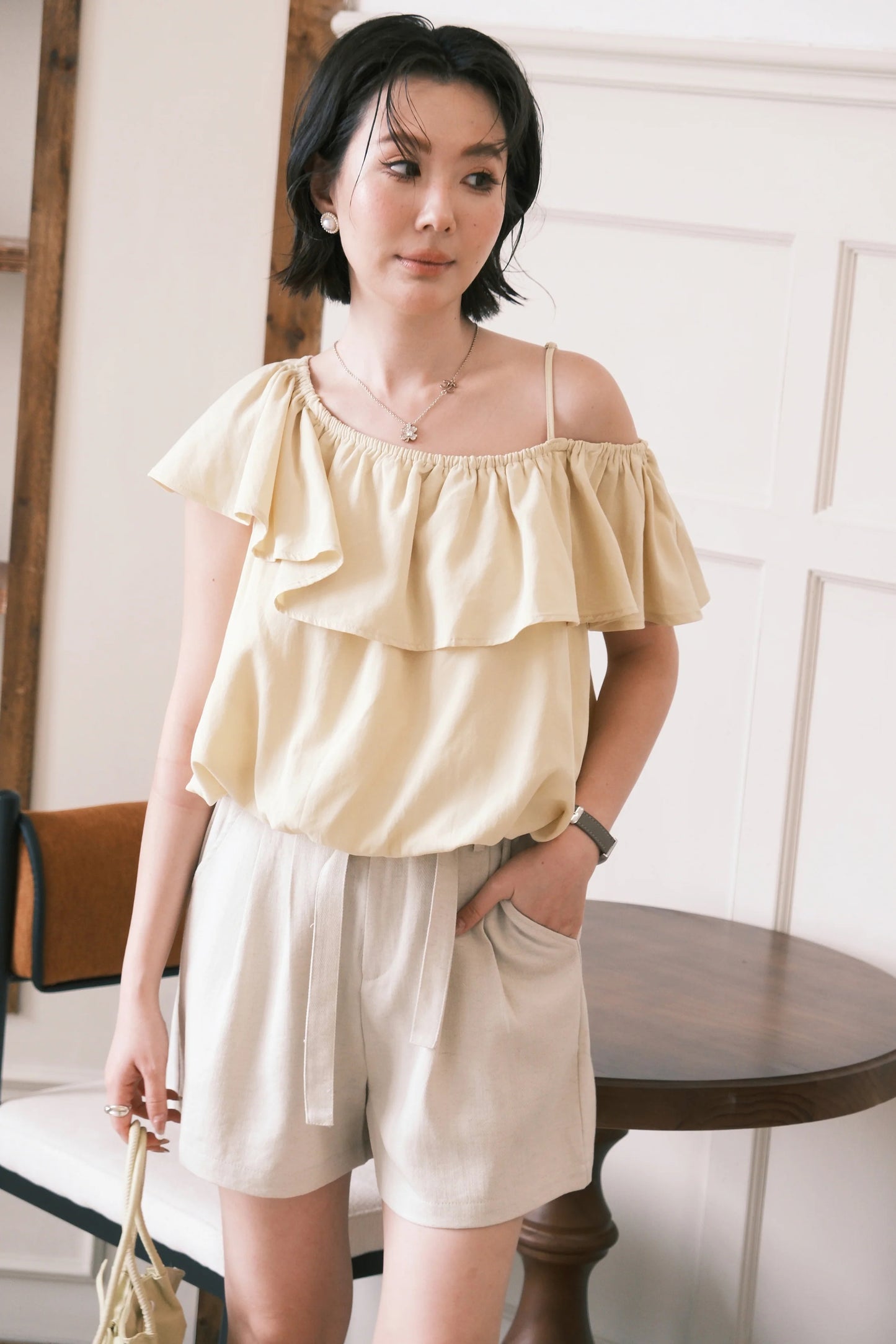 Audrey Ruffle Top in Yellow